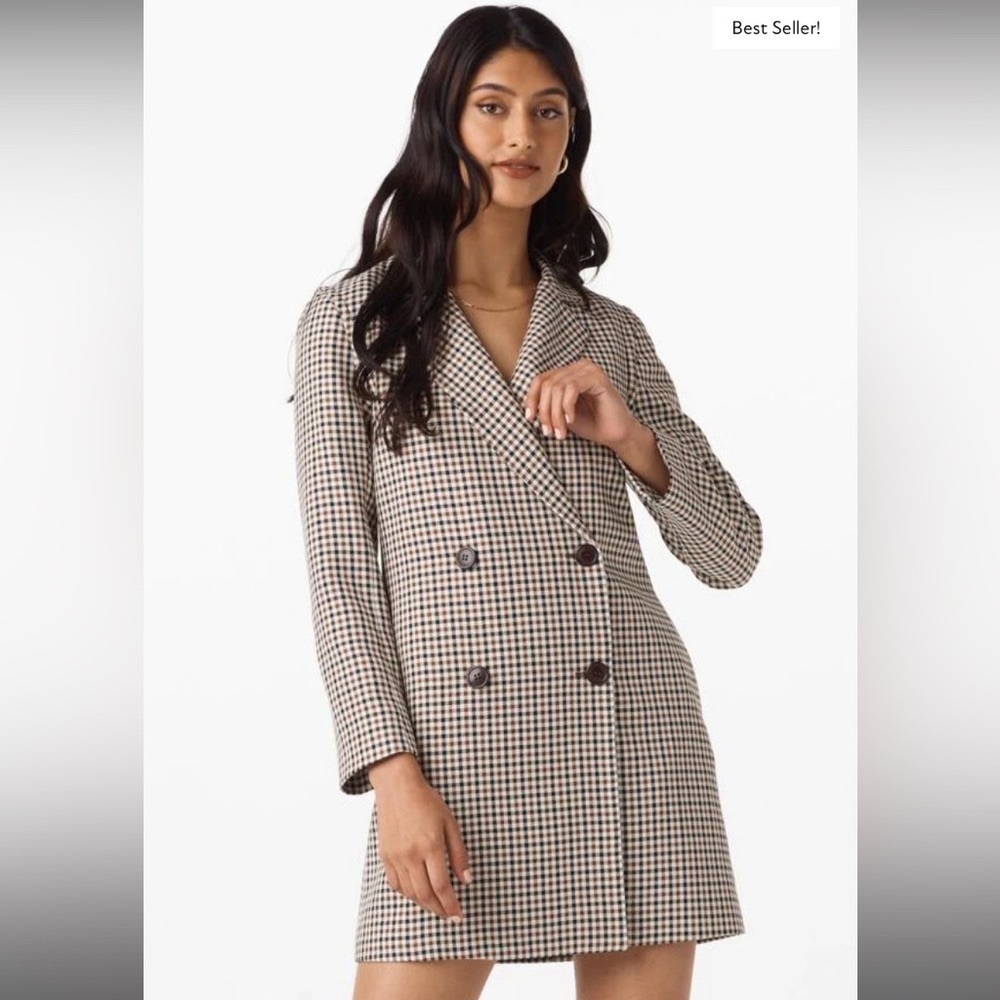 NWT The Blazer Dress Brown Plaid